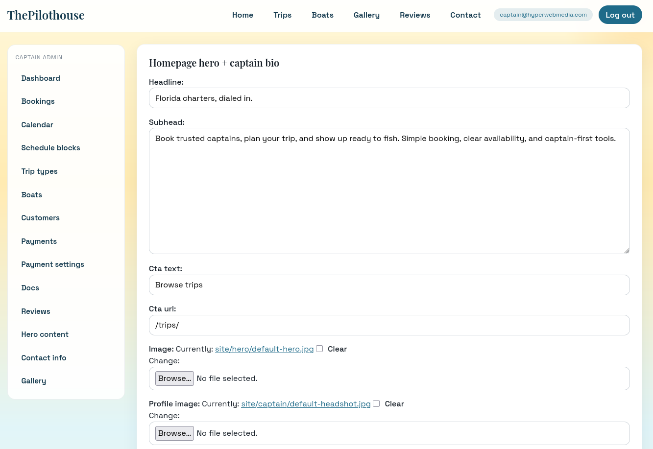 Homepage customization tools inside The Pilothouse
